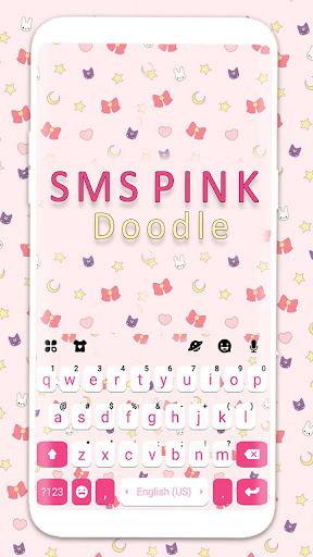 اسکرین شات 1 برنامه SMS Pink Doodle Keyboard Background
