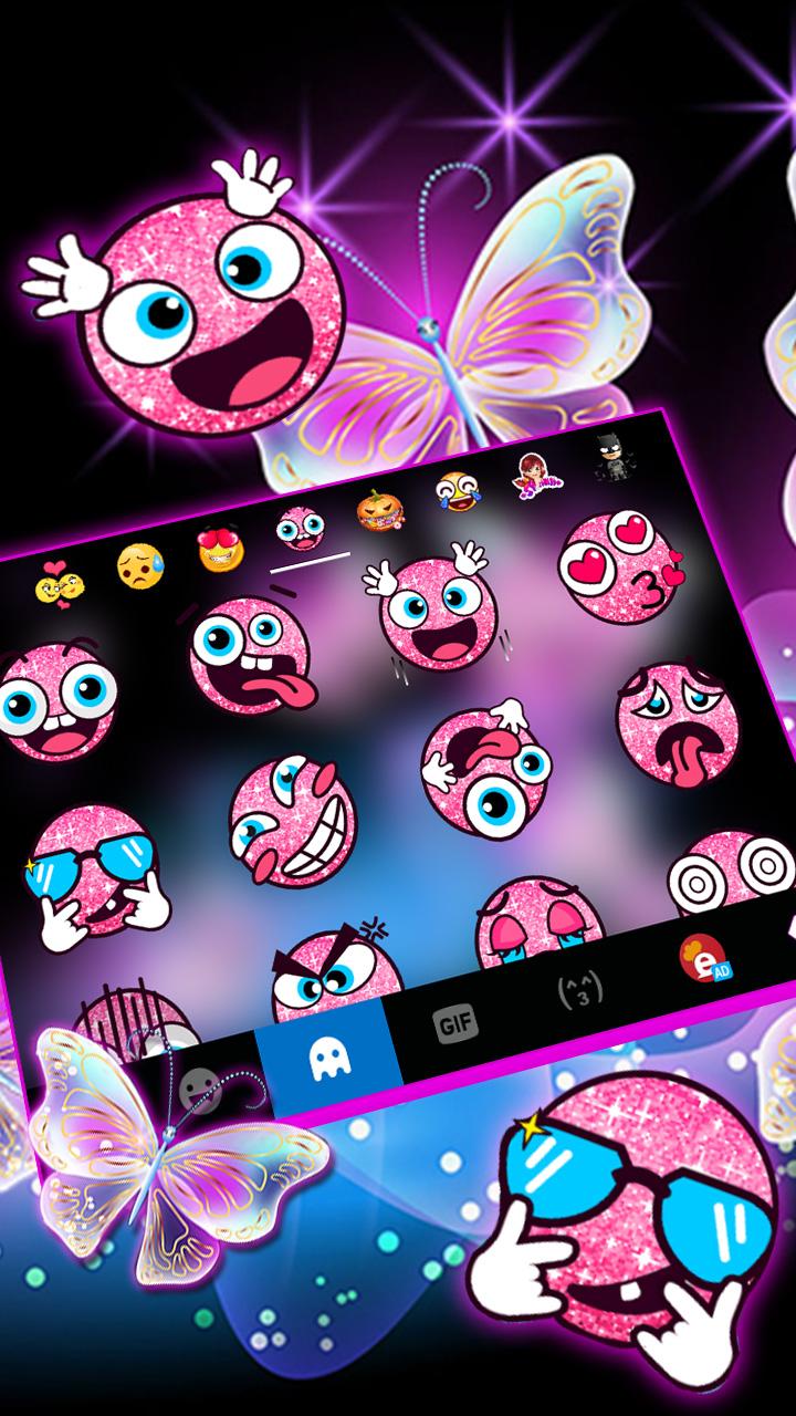 اسکرین شات 3 برنامه Sparkle Neon Butterfly Keyboard Theme