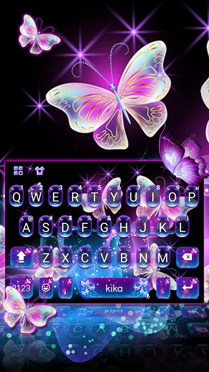 اسکرین شات 1 برنامه Sparkle Neon Butterfly Keyboard Theme
