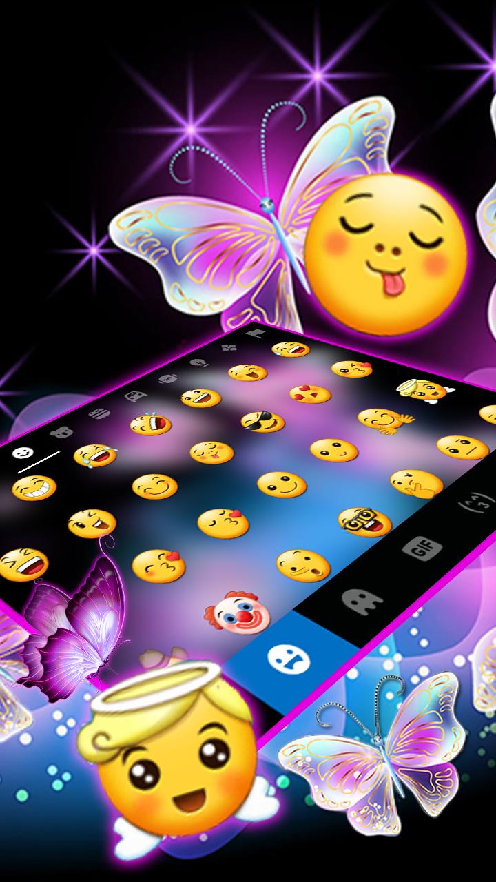اسکرین شات 2 برنامه Sparkle Neon Butterfly Keyboard Theme