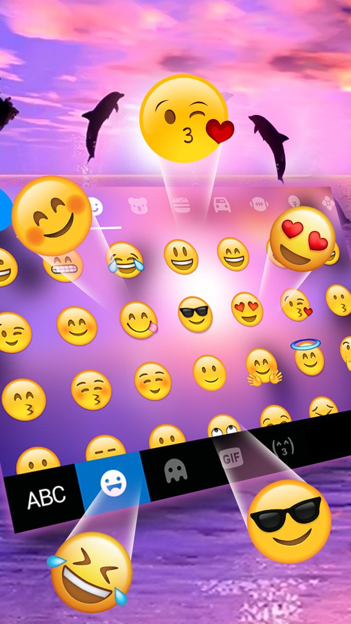 اسکرین شات 3 برنامه Sunset Sea Dolphin Keyboard Th