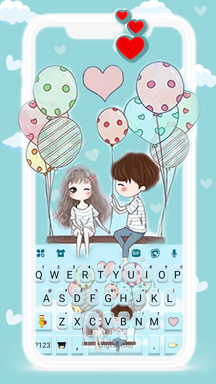 اسکرین شات 1 برنامه Sweet Couple Love 2 Keyboard Theme