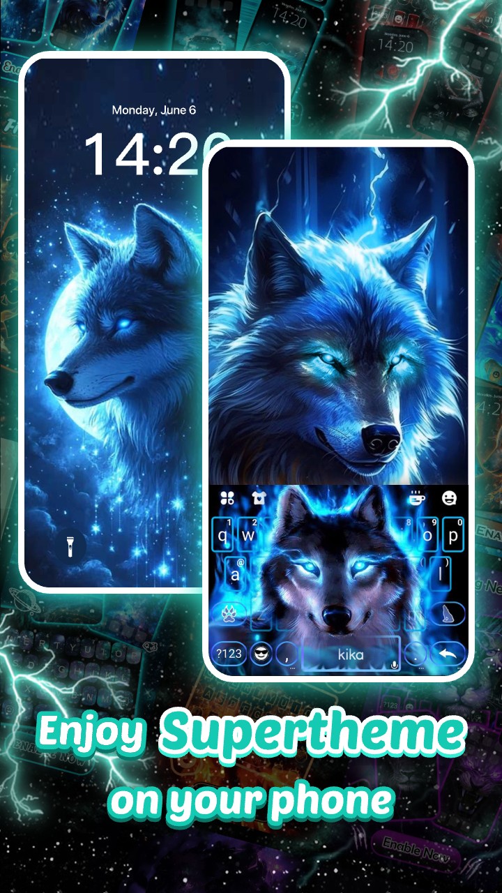اسکرین شات 2 برنامه Thunder Neon Wolf Theme