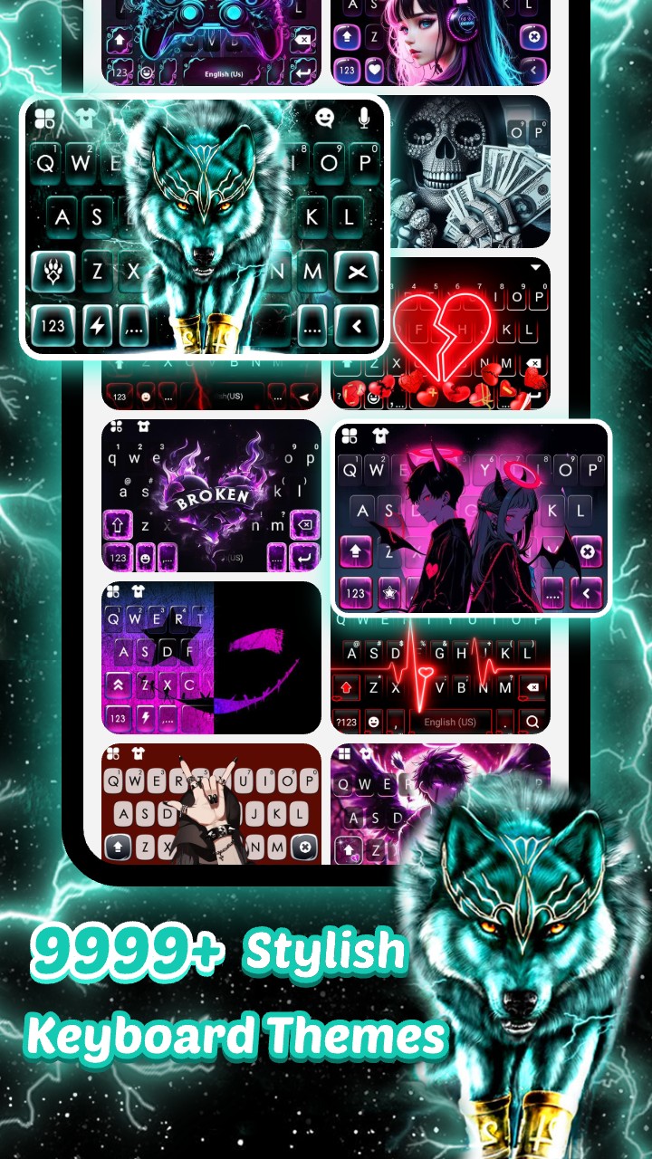 اسکرین شات 1 برنامه Thunder Neon Wolf Theme