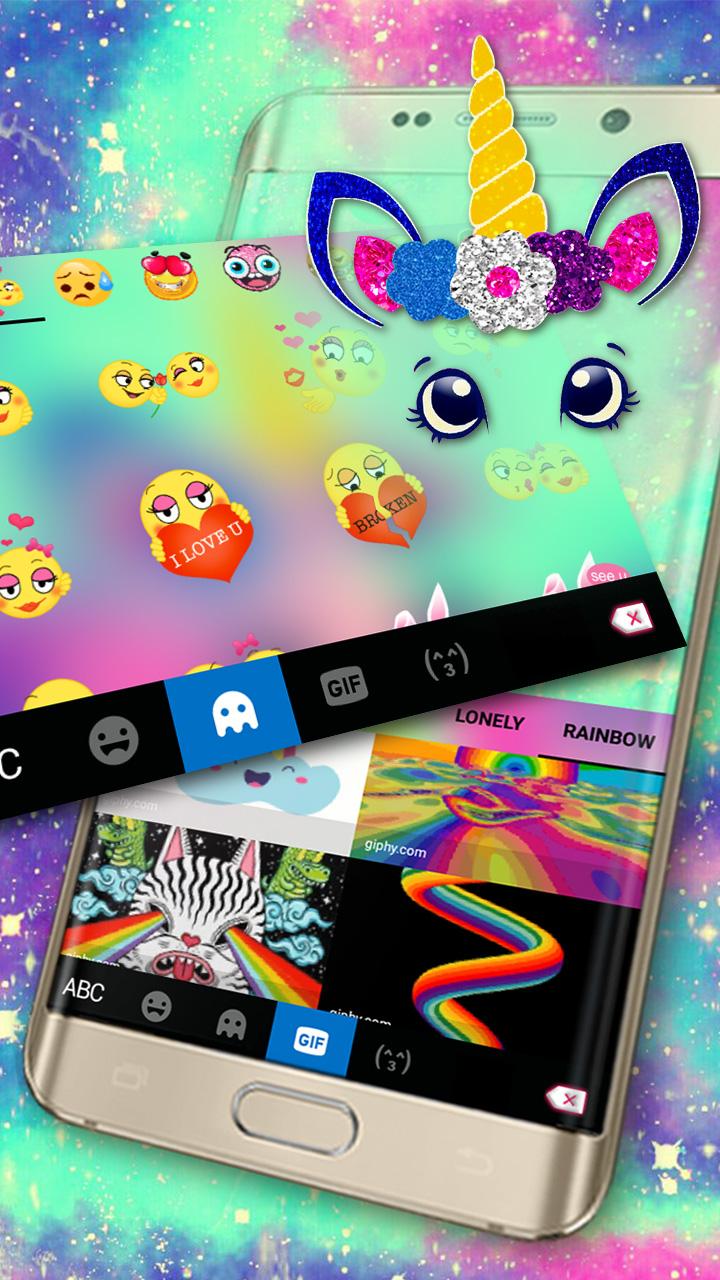اسکرین شات 4 برنامه Unicorn Galaxy Keyboard Theme