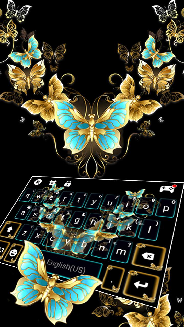 اسکرین شات 2 برنامه Vintage Golden Butterfly Keyboard Theme