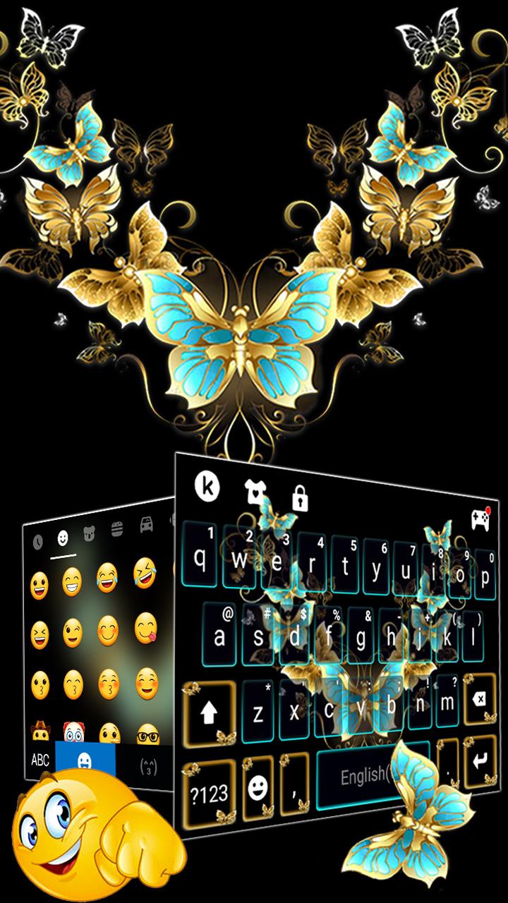 اسکرین شات 3 برنامه Vintage Golden Butterfly Keyboard Theme