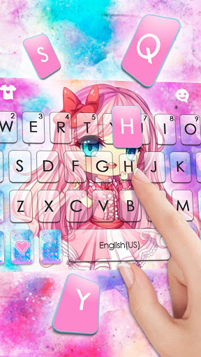 اسکرین شات 2 برنامه Watercolor Cute Girl Keyboard Theme