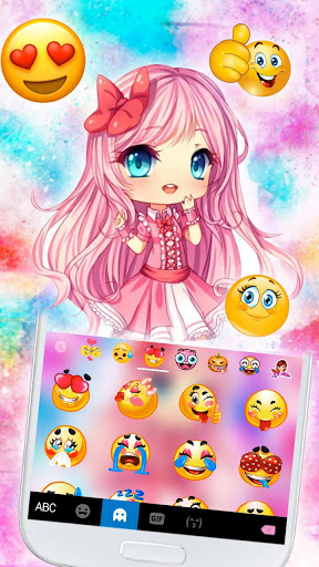اسکرین شات 3 برنامه Watercolor Cute Girl Keyboard Theme
