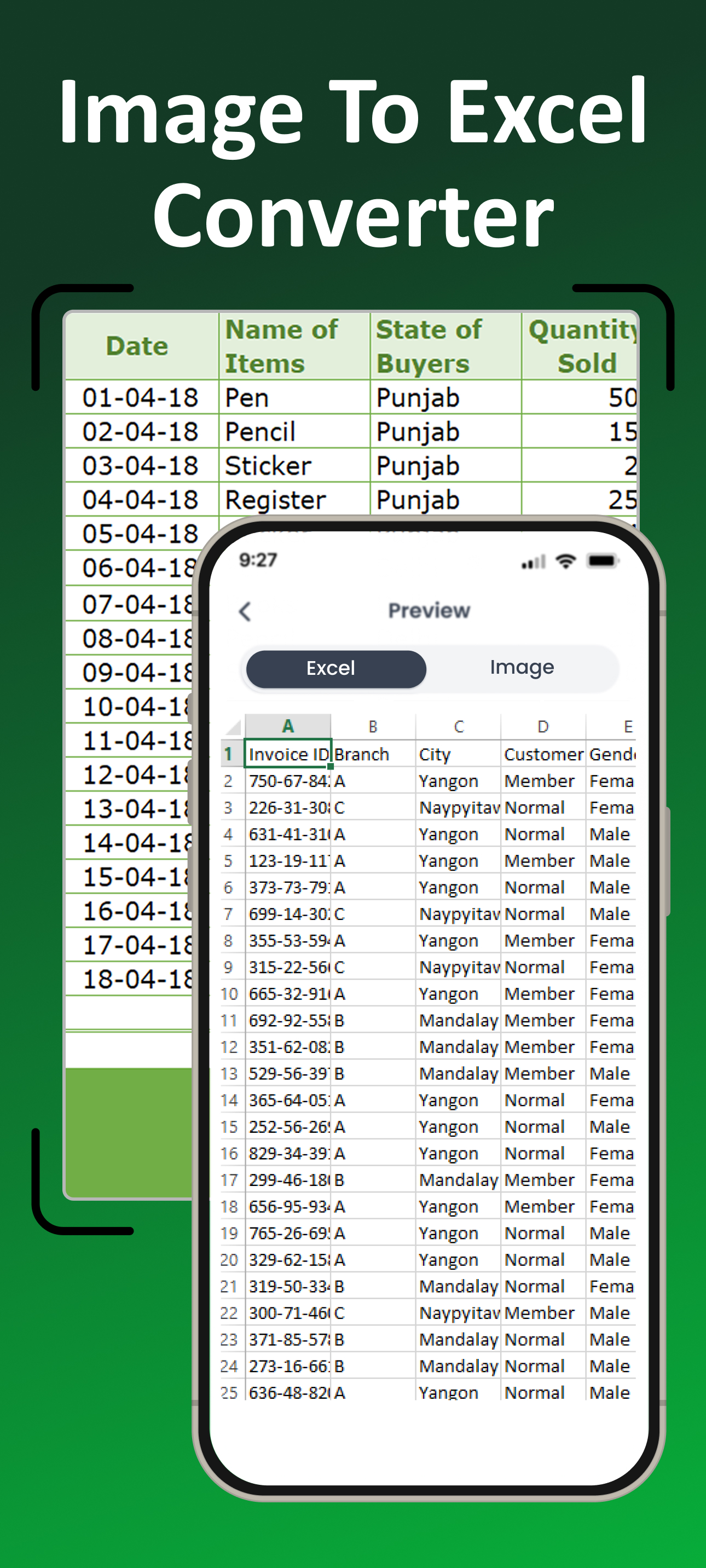 اسکرین شات 1 برنامه Image to Excel Converter－XLSX