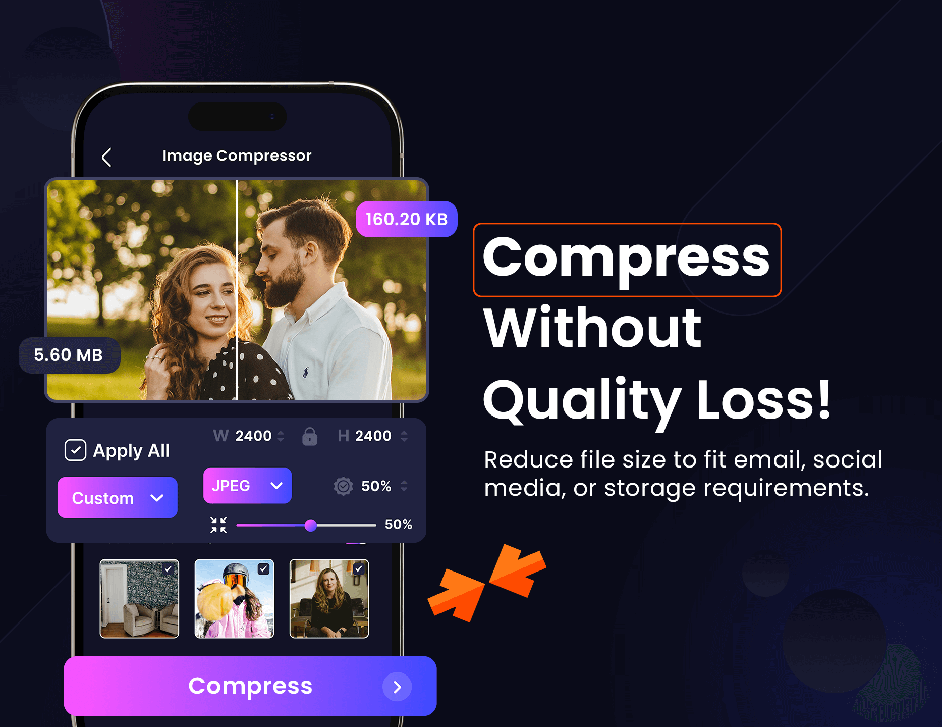 اسکرین شات 2 برنامه Image Resizer & Compressor