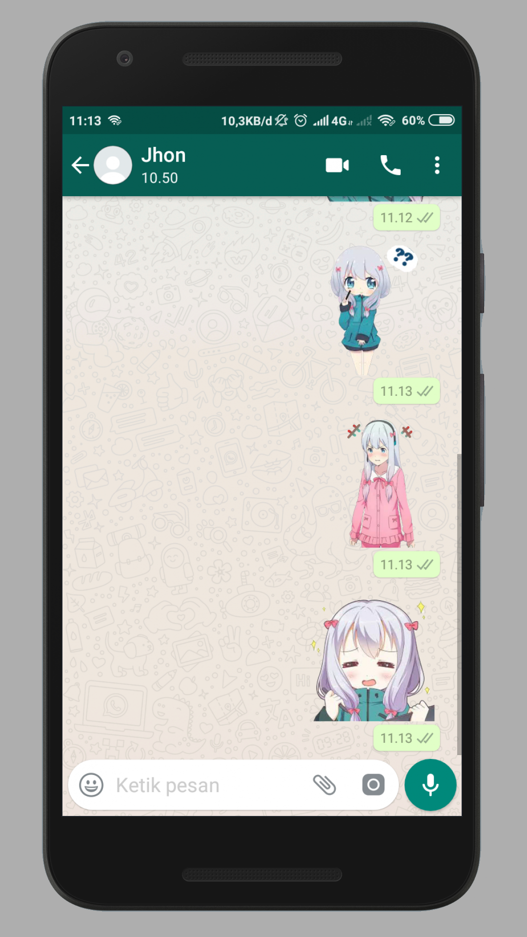 اسکرین شات 3 برنامه Anime stickers for whatsapp