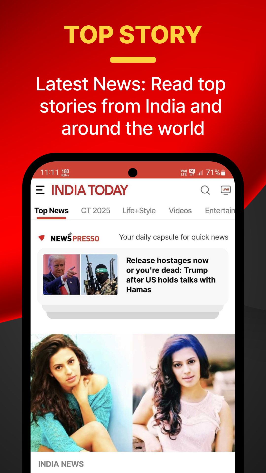 اسکرین شات 1 برنامه India Today - English News