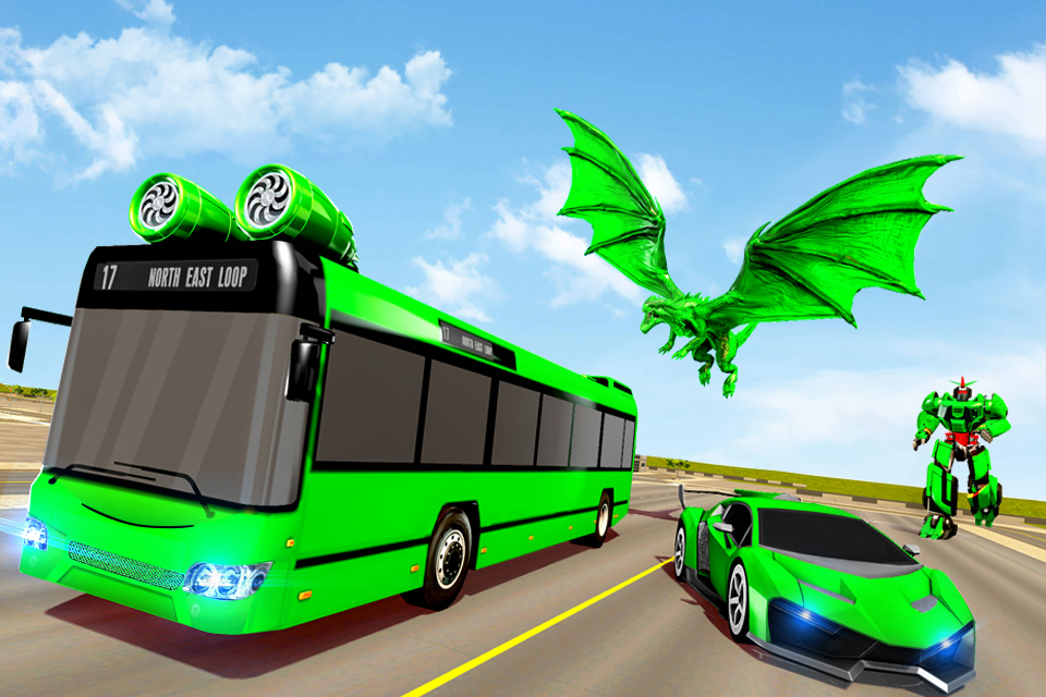 اسکرین شات 1 برنامه Flying Bus Robot Car Transform