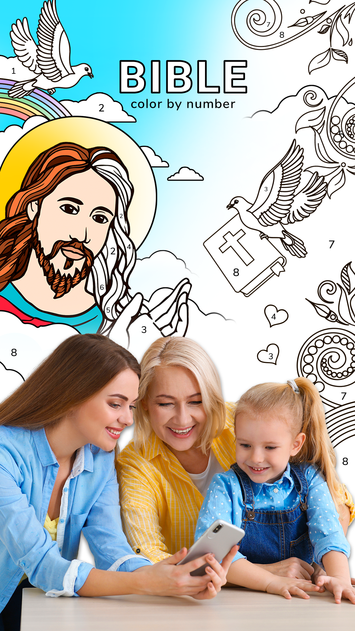 اسکرین شات 1 برنامه Bible Coloring Book by Number