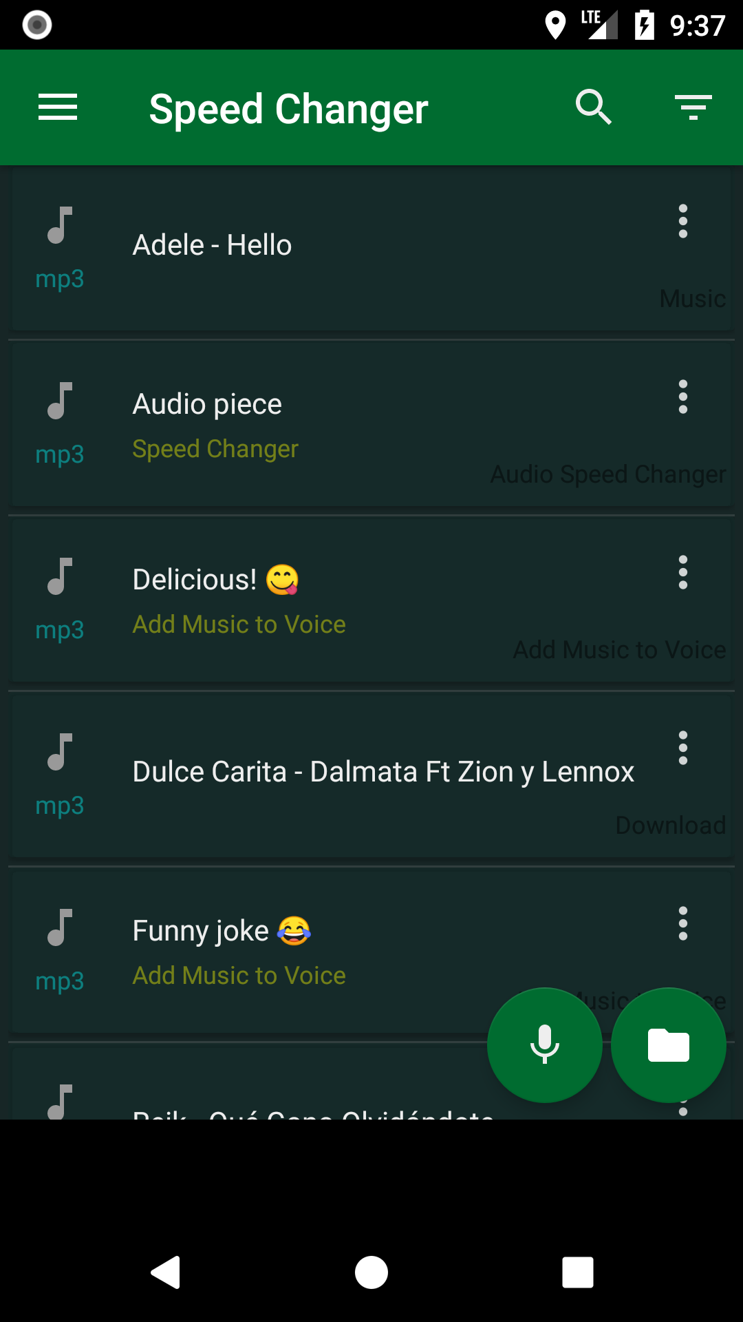 اسکرین شات 1 برنامه Audio Speed Changer