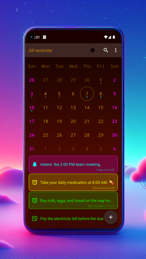 اسکرین شات 1 برنامه All reminder
