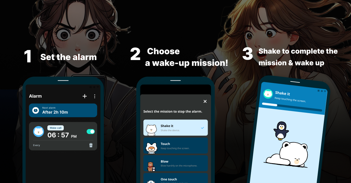 اسکرین شات 1 برنامه Shake it Alarm Clock & Sleep