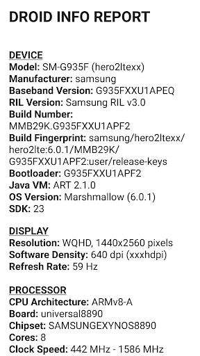 اسکرین شات 3 برنامه Droid Hardware Info
