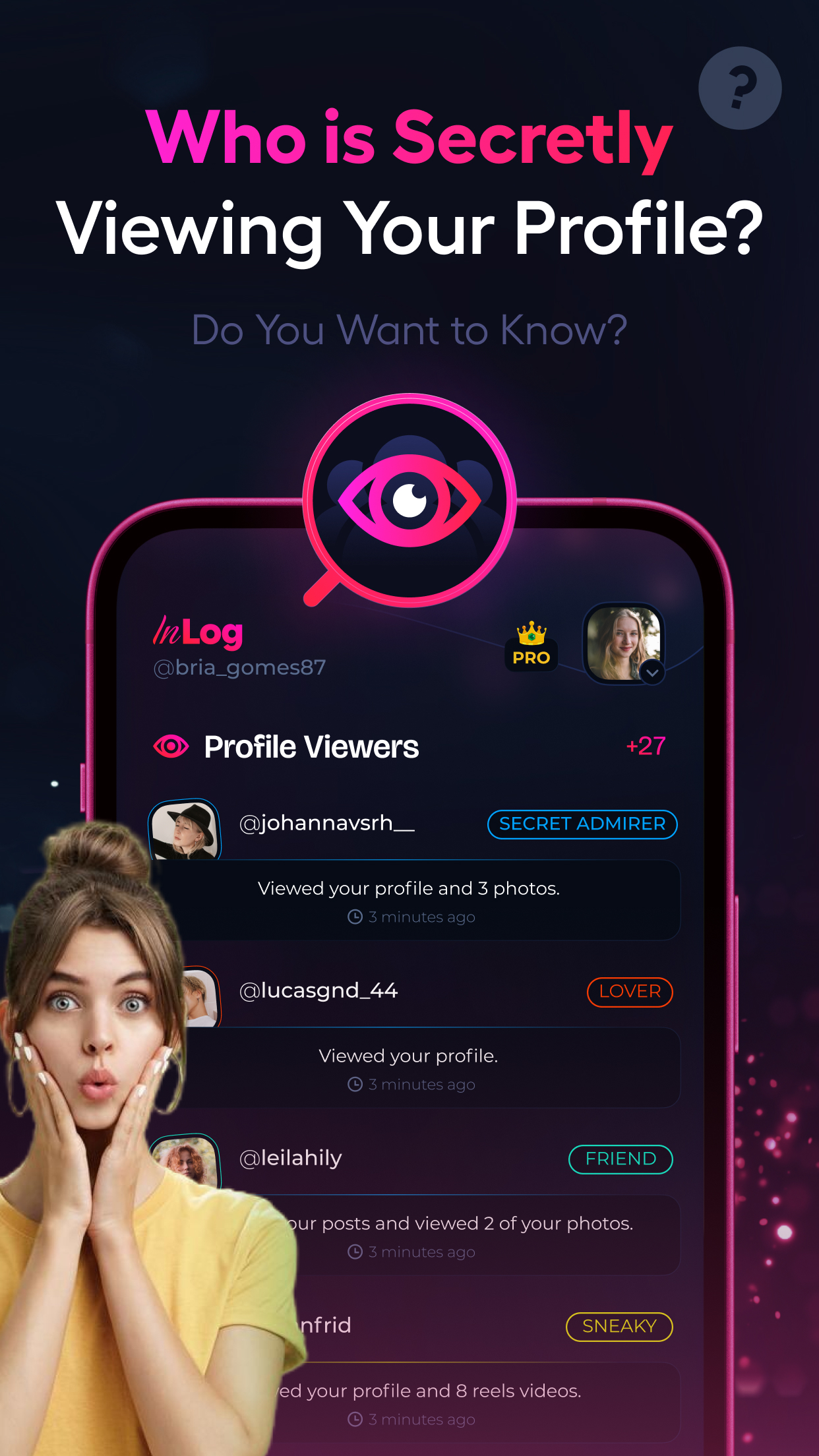 اسکرین شات 1 برنامه InLog - Who Viewed My Profile