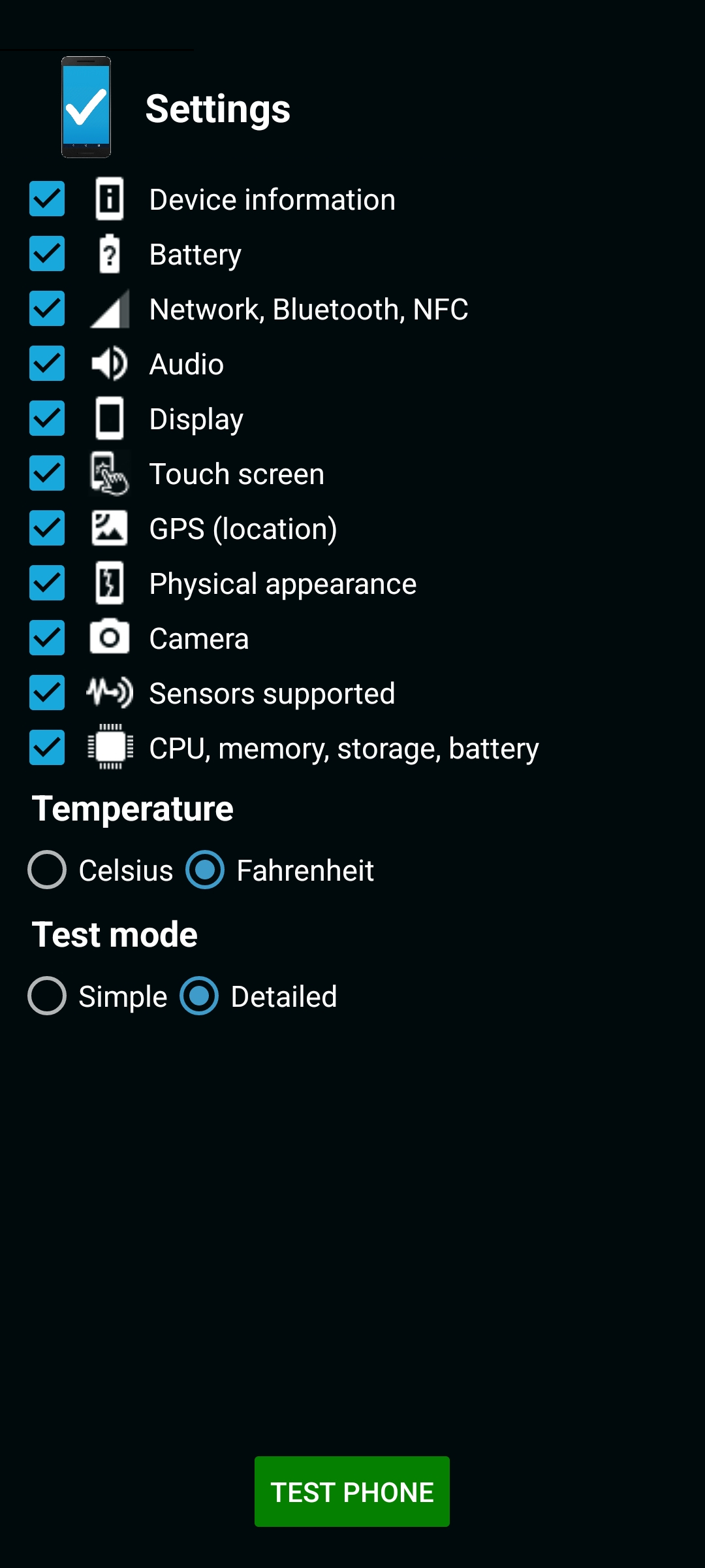 اسکرین شات 2 برنامه Phone Check and Test
