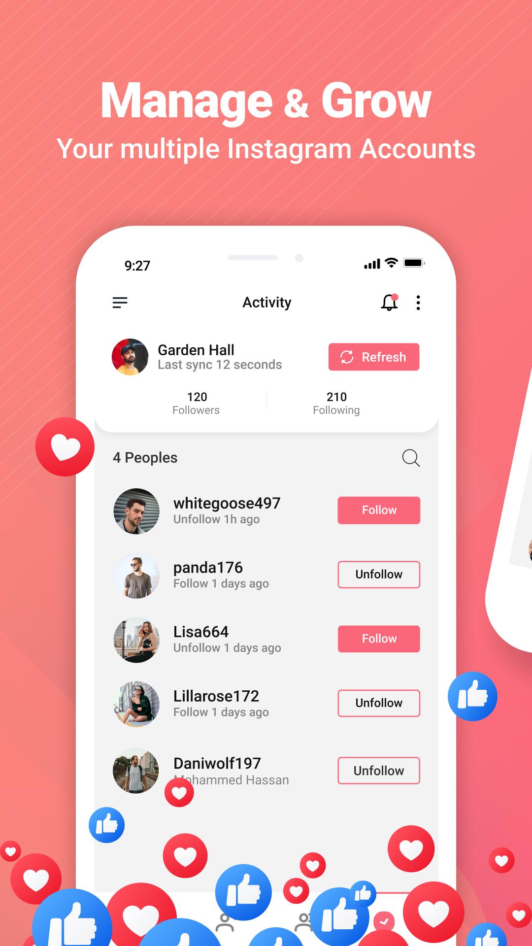 اسکرین شات 1 برنامه Followers & Unfollowers