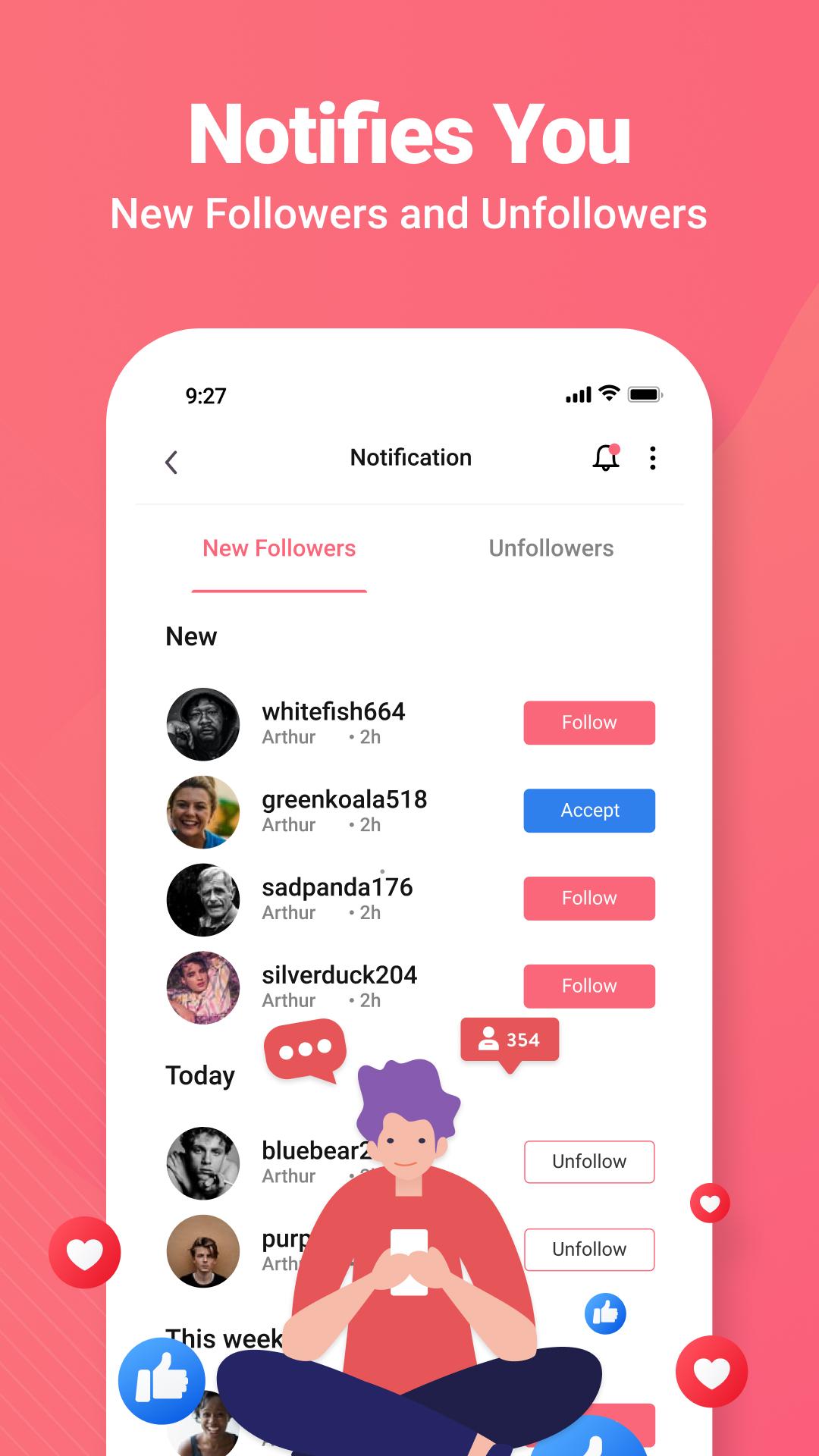 اسکرین شات 3 برنامه Followers & Unfollowers