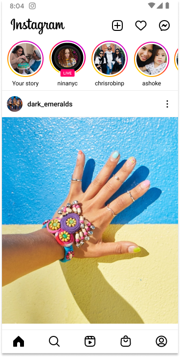 تصایوری از محیط instagram بعد از نصب شبکه اجتماعی