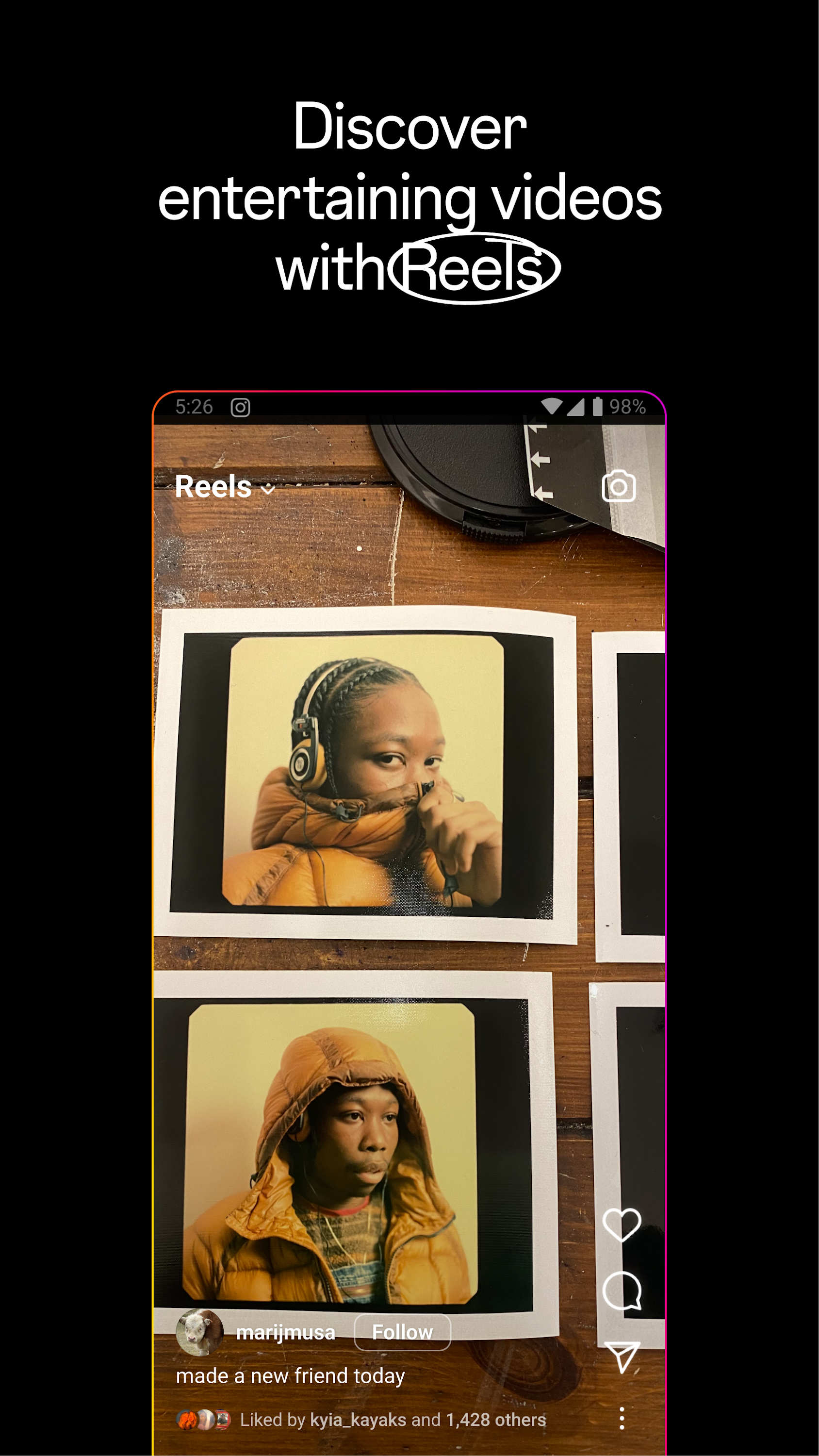 تصایوری از محیط instagram بعد از نصب شبکه اجتماعی