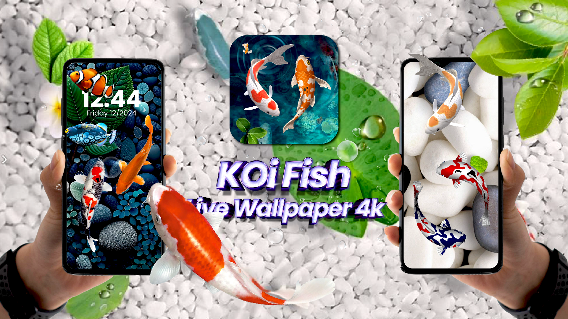 اسکرین شات 1 برنامه Koi Fish Live Wallpaper 4k
