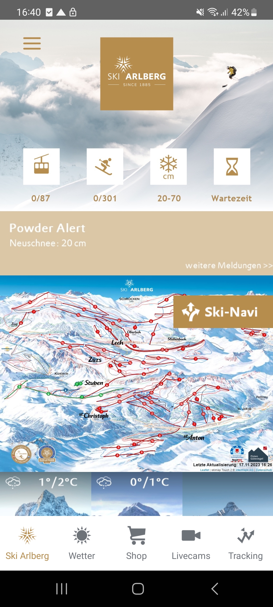 اسکرین شات 1 برنامه Ski Arlberg