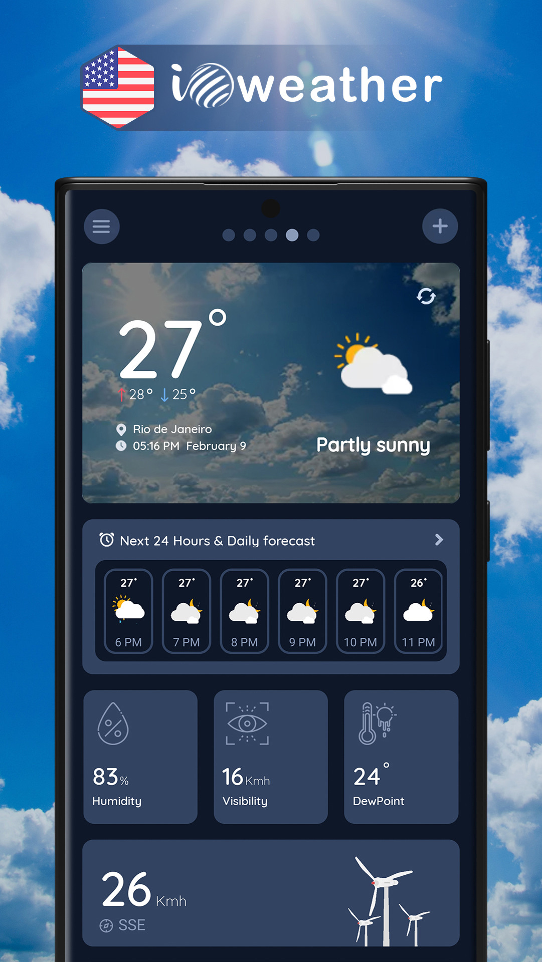 اسکرین شات 1 برنامه iOweather – Weather Forecast