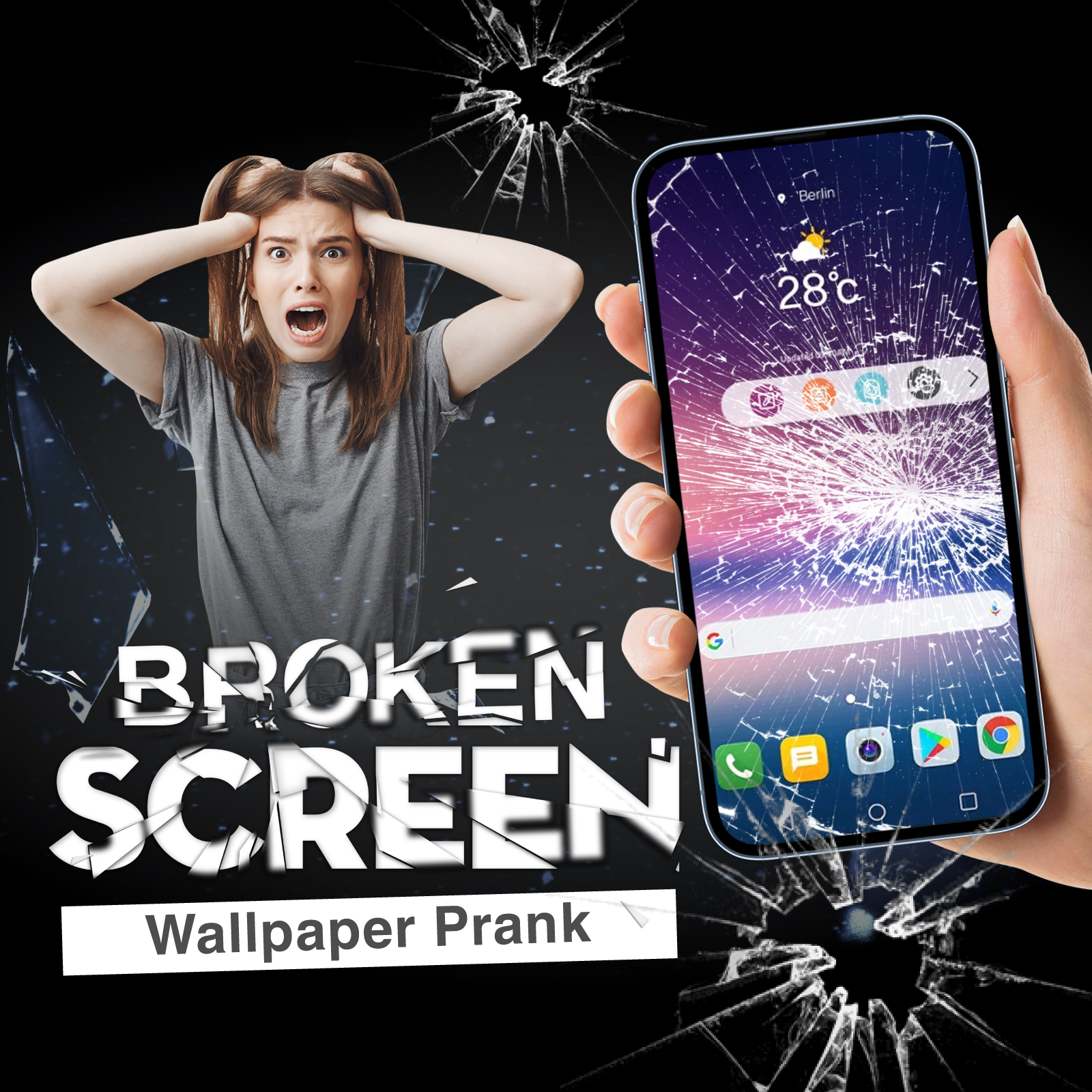 اسکرین شات 1 برنامه Broken Screen Prank Wallpaper