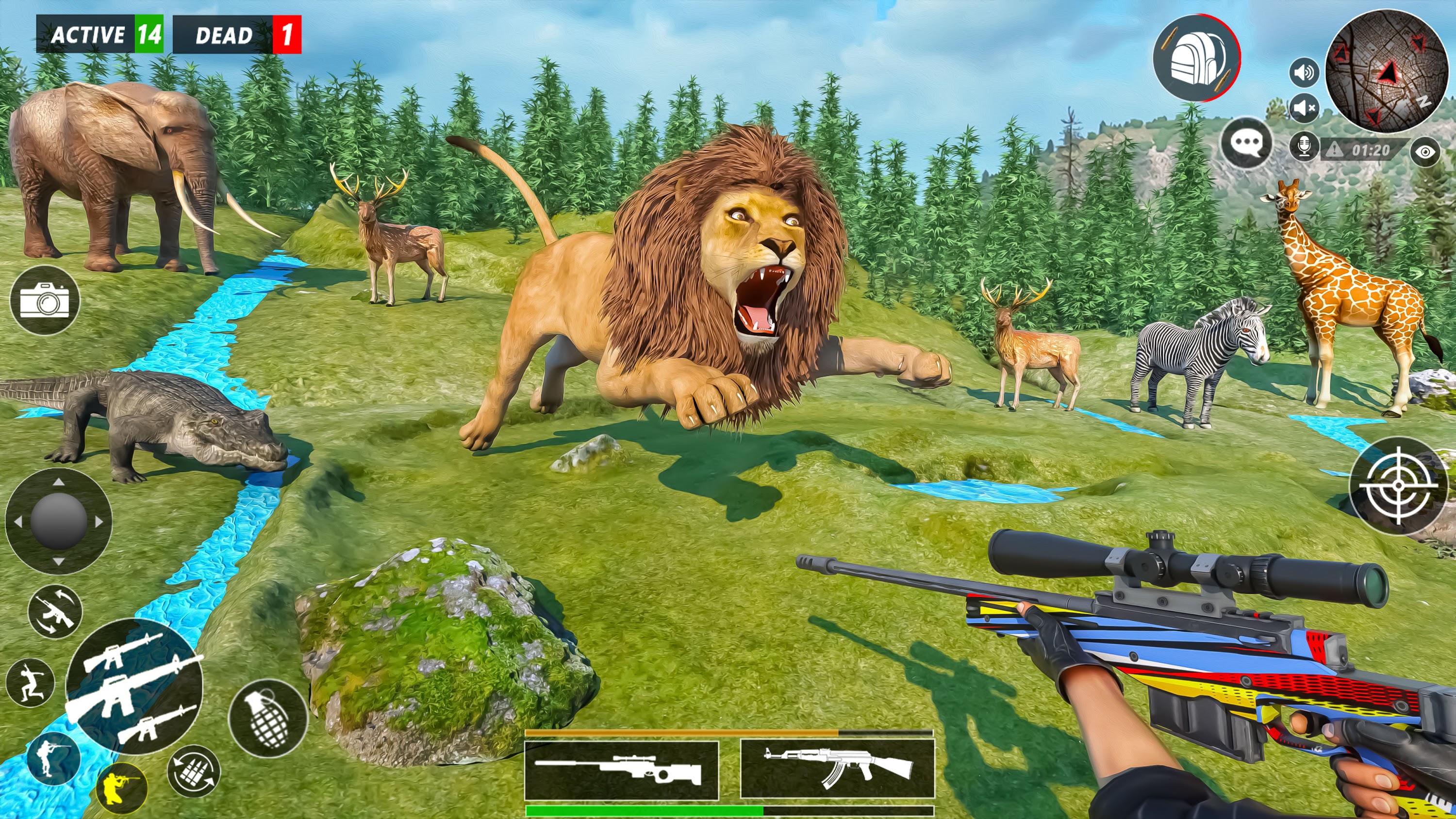 اسکرین شات 1 برنامه Lion Hunting Games 2023: FPS