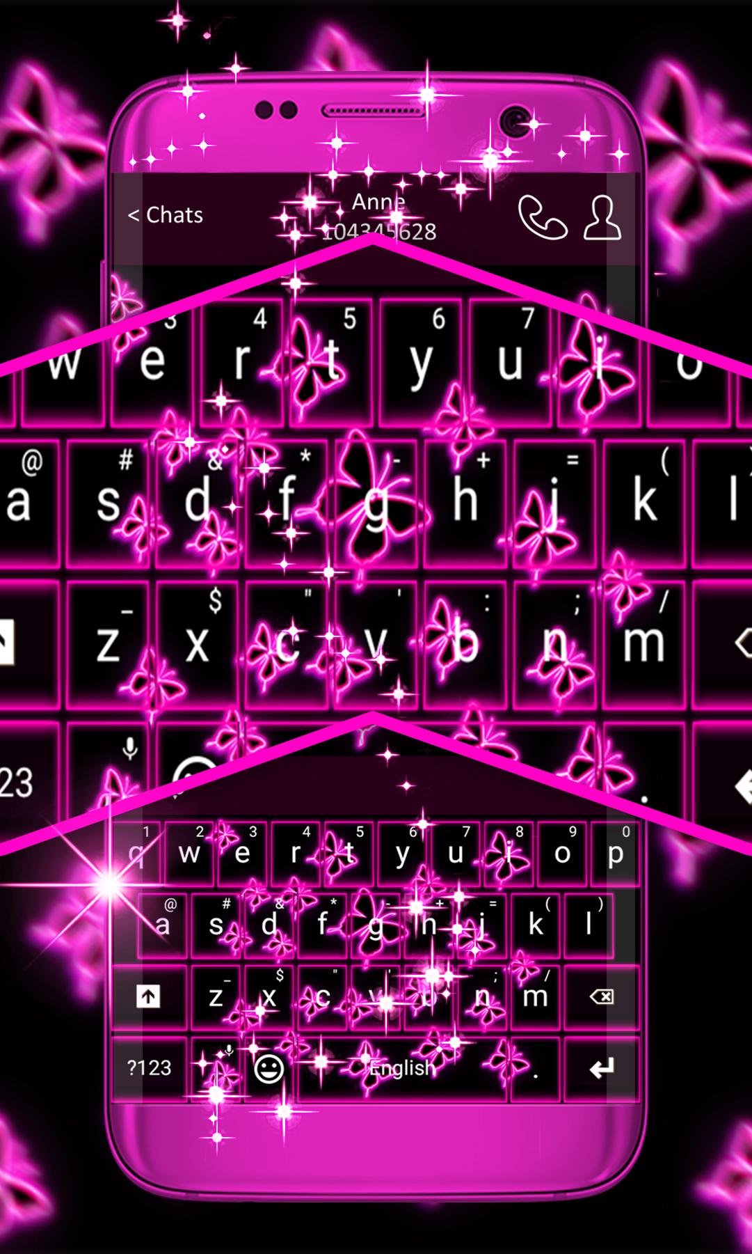 اسکرین شات 3 برنامه Neon Butterflies Keyboard