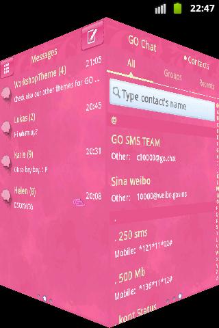 اسکرین شات 4 برنامه Pink Cute Sweet Theme GO SMS