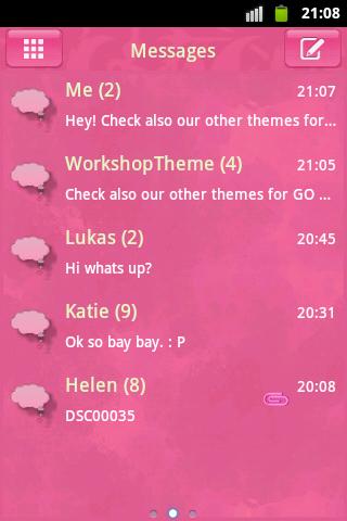اسکرین شات 2 برنامه Pink Cute Sweet Theme GO SMS
