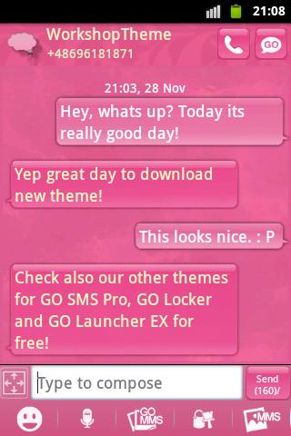 اسکرین شات 1 برنامه Pink Cute Sweet Theme GO SMS