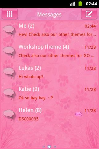 اسکرین شات 1 برنامه Pink 2 GO SMS PRO Theme