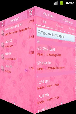 اسکرین شات 4 برنامه Pink 2 GO SMS PRO Theme