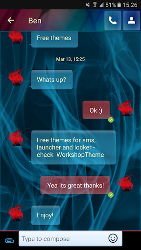اسکرین شات 2 برنامه Blue Smoke Theme GO SMS PRO