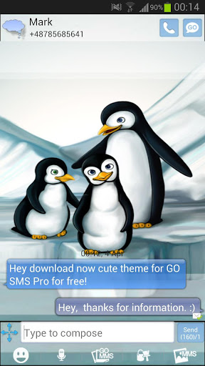 اسکرین شات 2 برنامه Penguins Theme GO SMS Pro