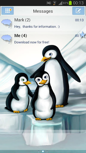 اسکرین شات 1 برنامه Penguins Theme GO SMS Pro