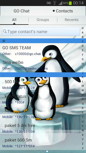 اسکرین شات 3 برنامه Penguins Theme GO SMS Pro