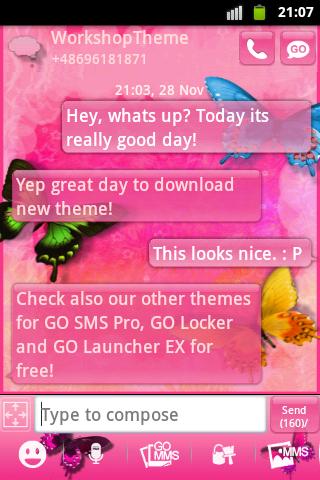 اسکرین شات 2 برنامه Nice Pink Theme GO SMS Pro