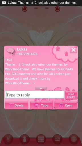 اسکرین شات 4 برنامه Cat Pink Theme GO SMS Pro