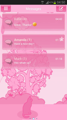 اسکرین شات 1 برنامه Cat Pink Theme GO SMS Pro