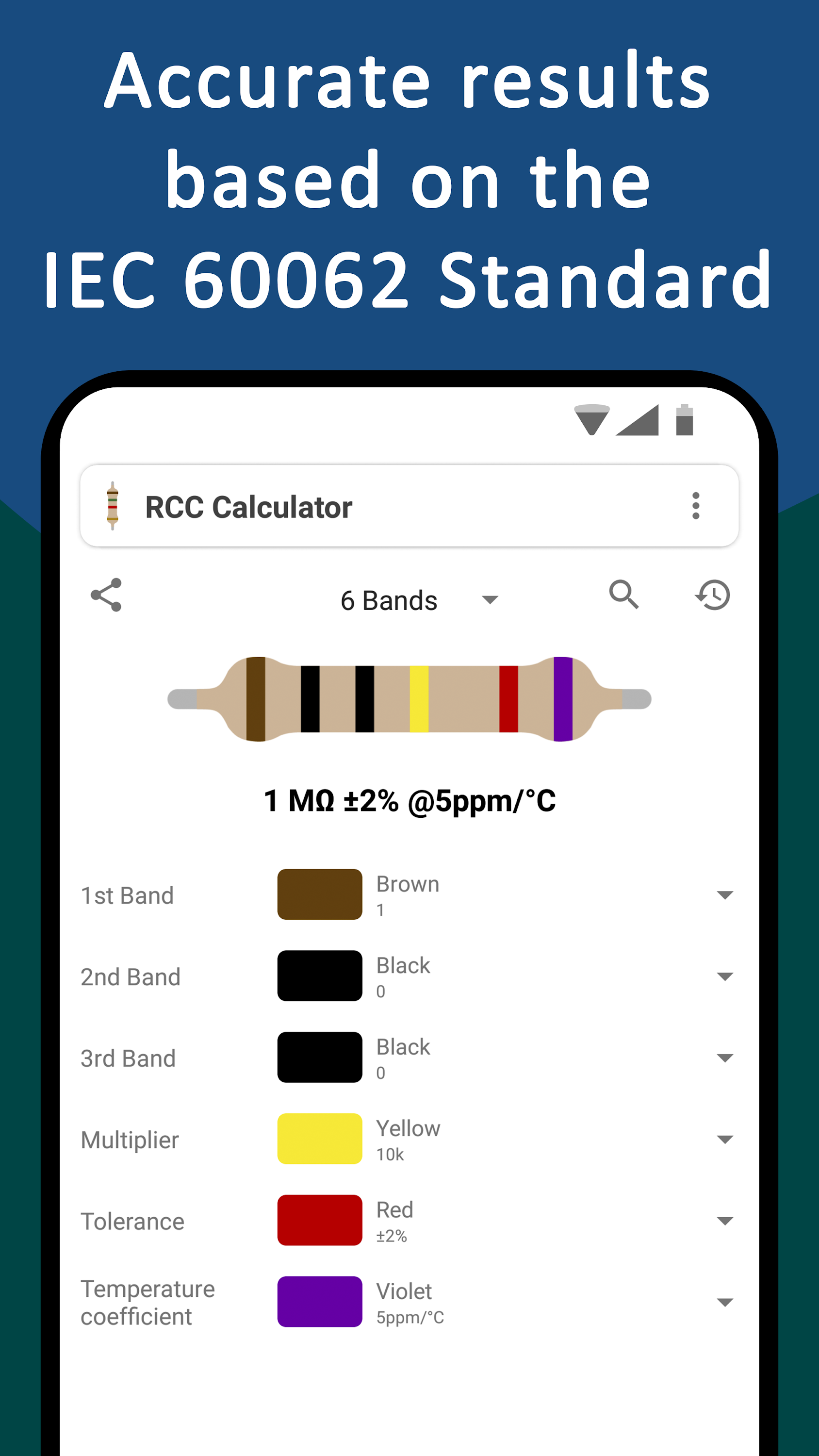 اسکرین شات 3 برنامه Resistor Color Code Calculator