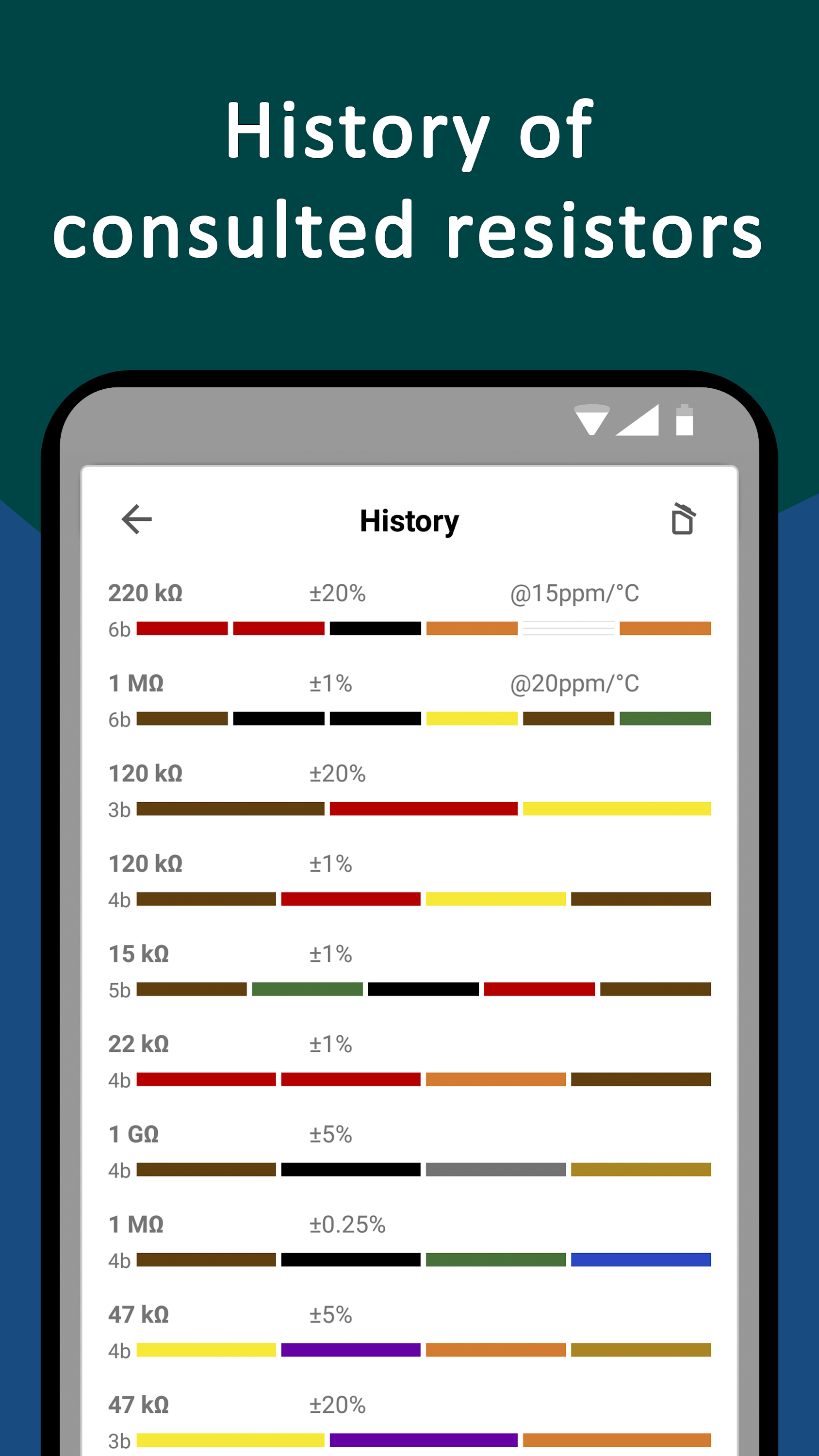اسکرین شات 6 برنامه Resistor Color Code Calculator