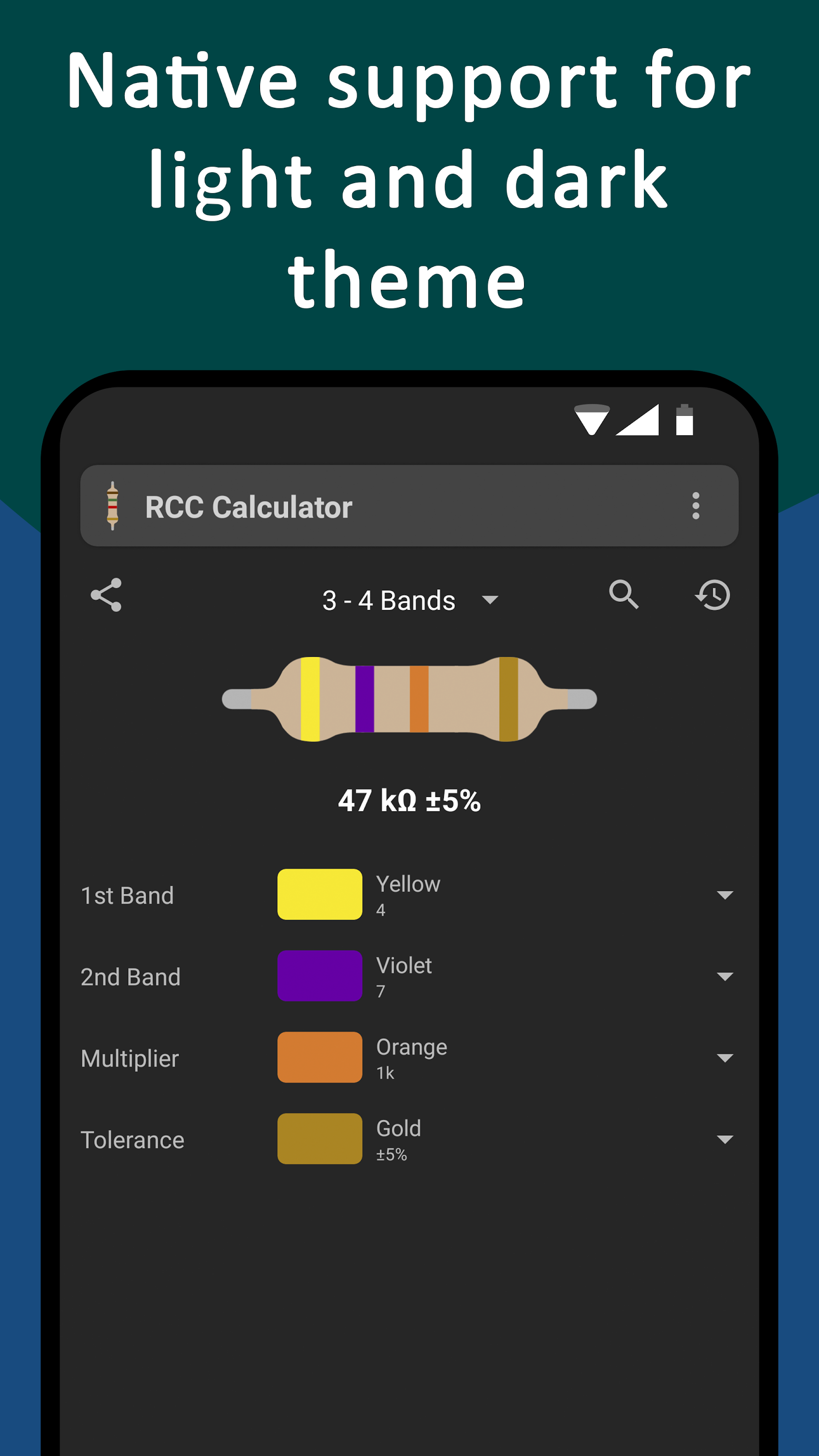 اسکرین شات 4 برنامه Resistor Color Code Calculator